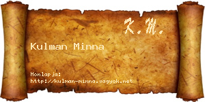 Kulman Minna névjegykártya